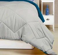 Relaxfeel 250 GSM Premium Luxury 5 Star Microfibre Reversible Soft Plain Quilted 90x100 Inch Double Bed Comforter / Quilt / Duvet / Razai / Rajai ( Blue/ Grey ) - Free Size, Blue/ Grey , Microfiber, Rajai, Pack of1